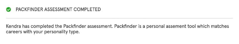 Packfinder assessment completed